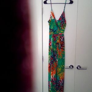 Sleeveless tropical print maxi sun dress with shorts underneath (S-3X) all sizes
